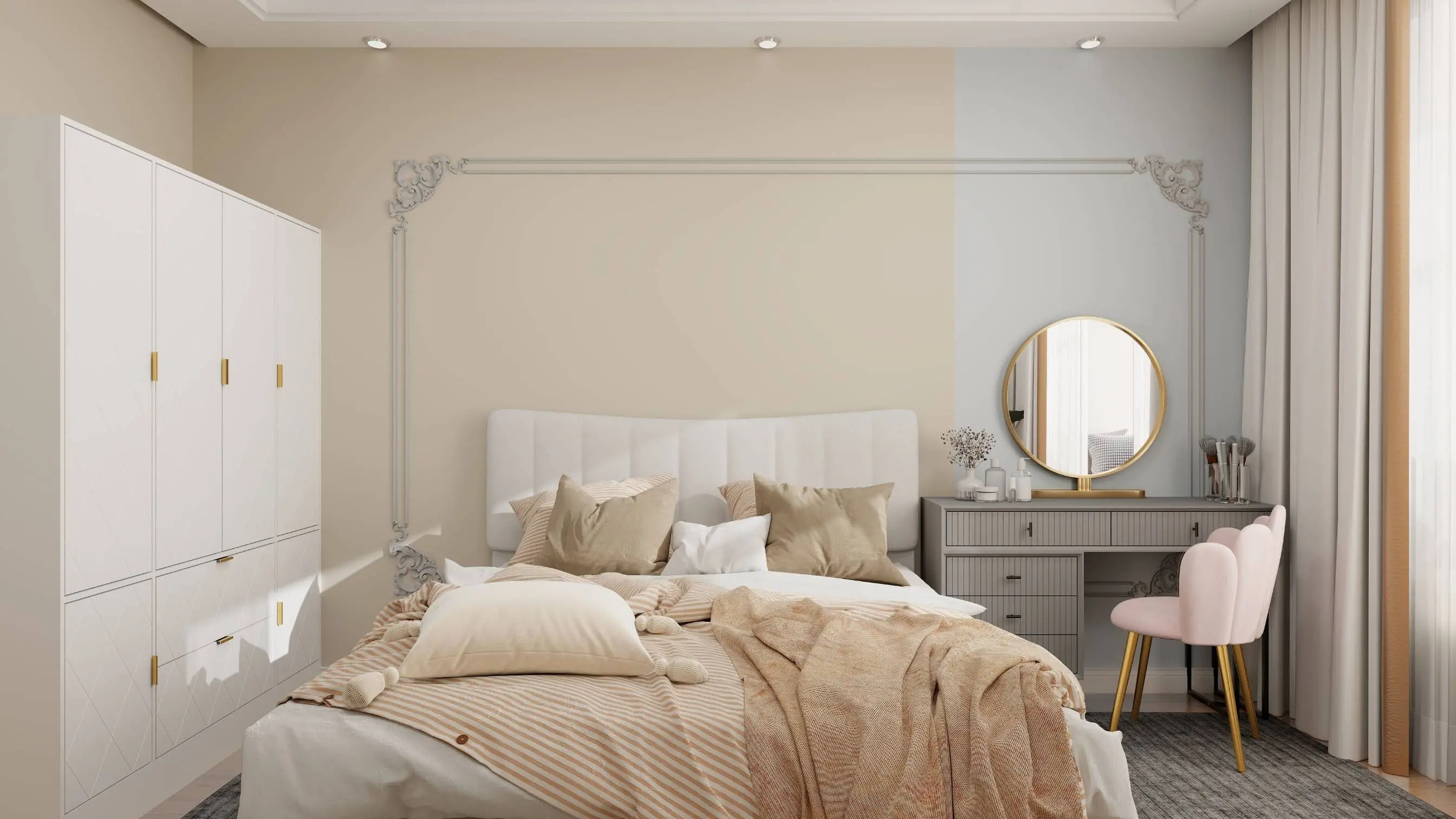 Light and warm color bedroom 