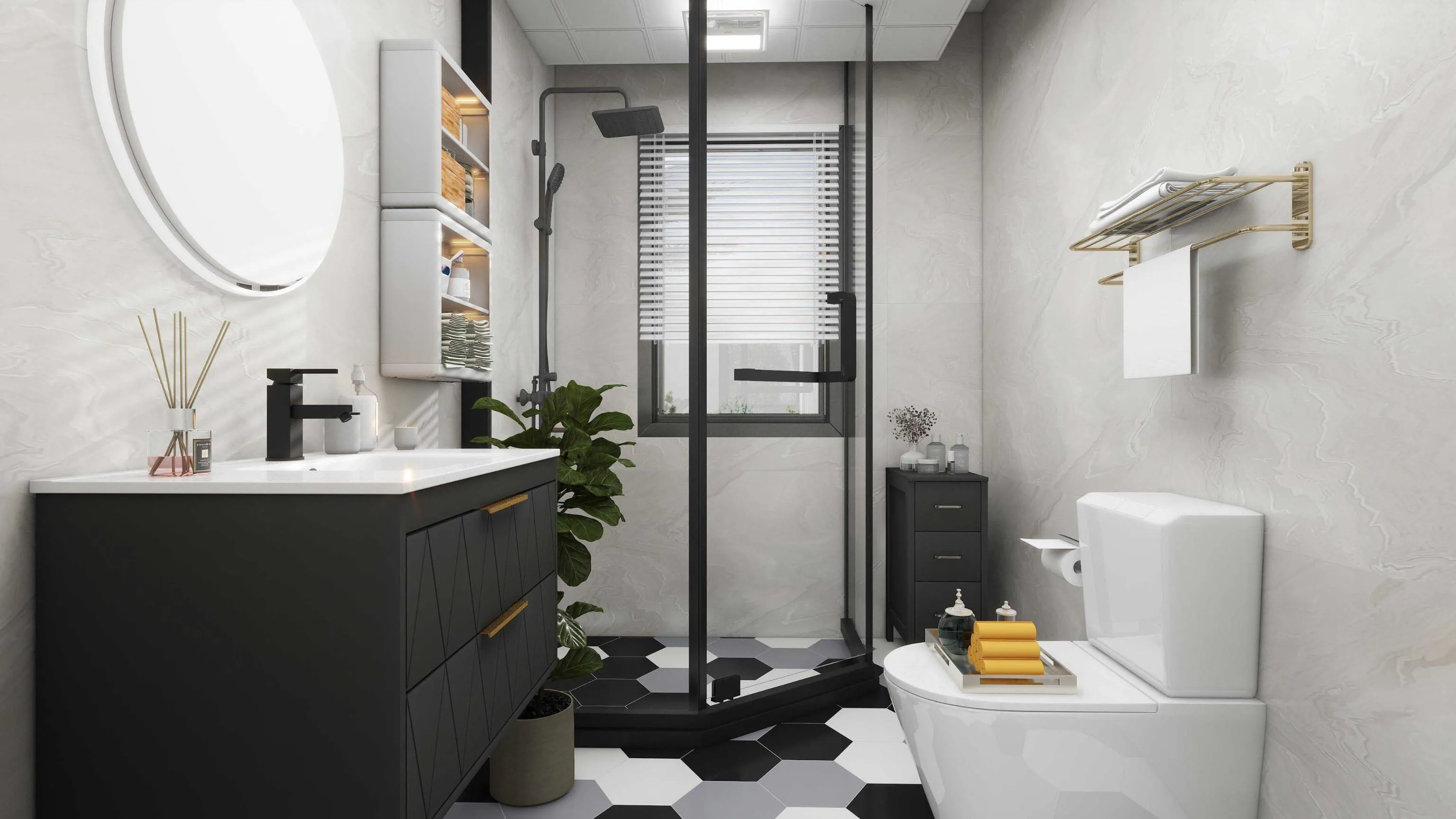 Bathroom with lockers -Eclife home design