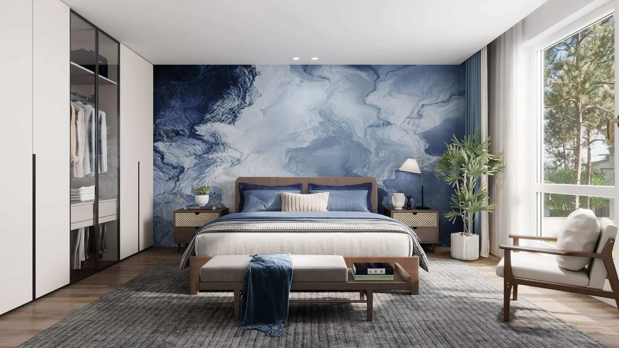 Blue gradient is bedroom 1