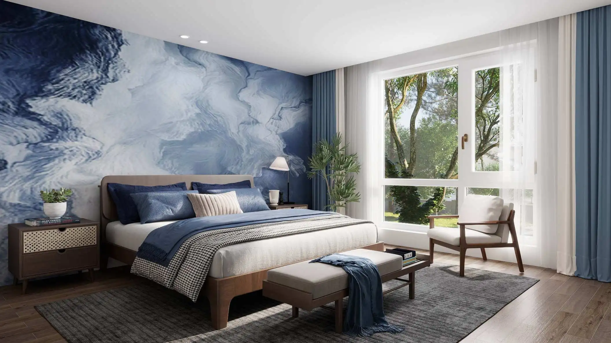 Blue gradient is bedroom 2