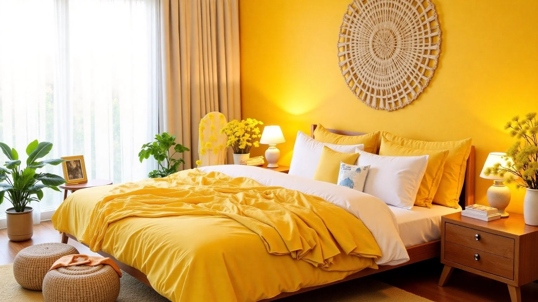 Butter yellow bedroom