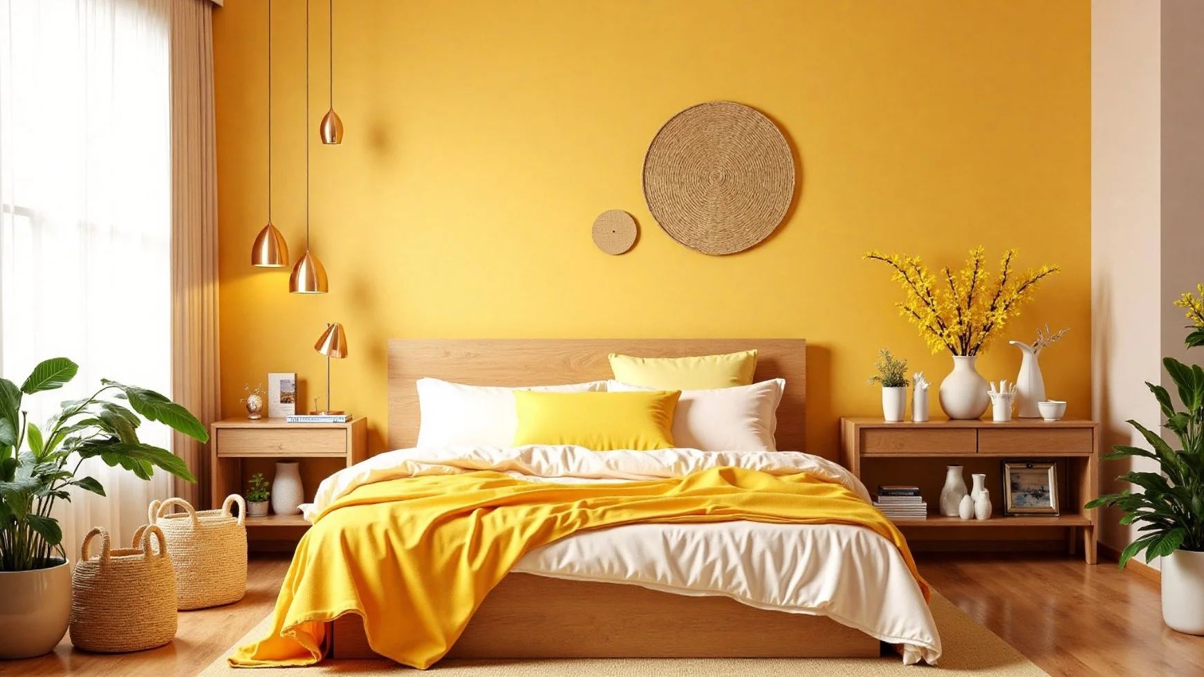 Butter yellow bedroom warm