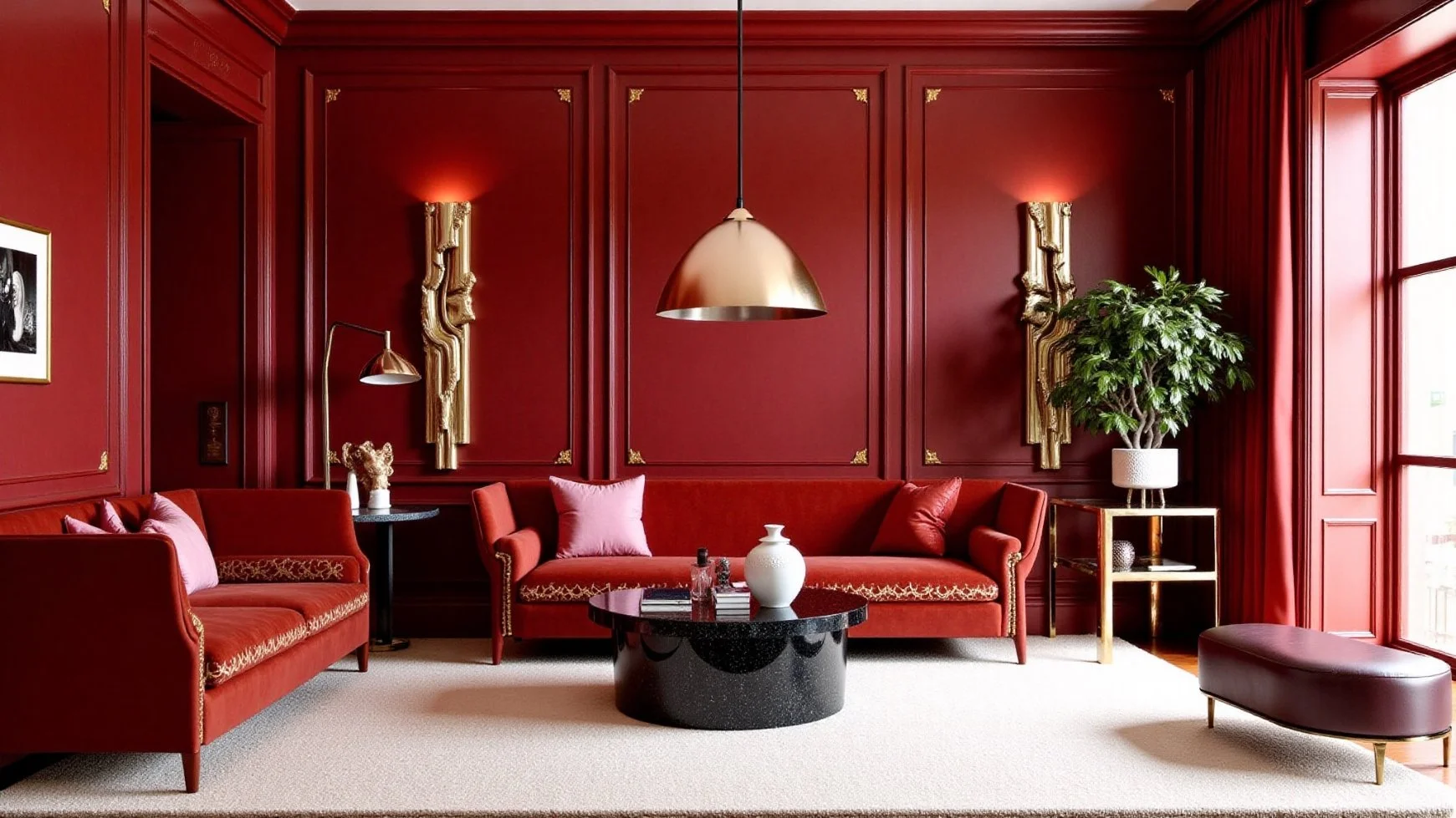 Cherry red living room