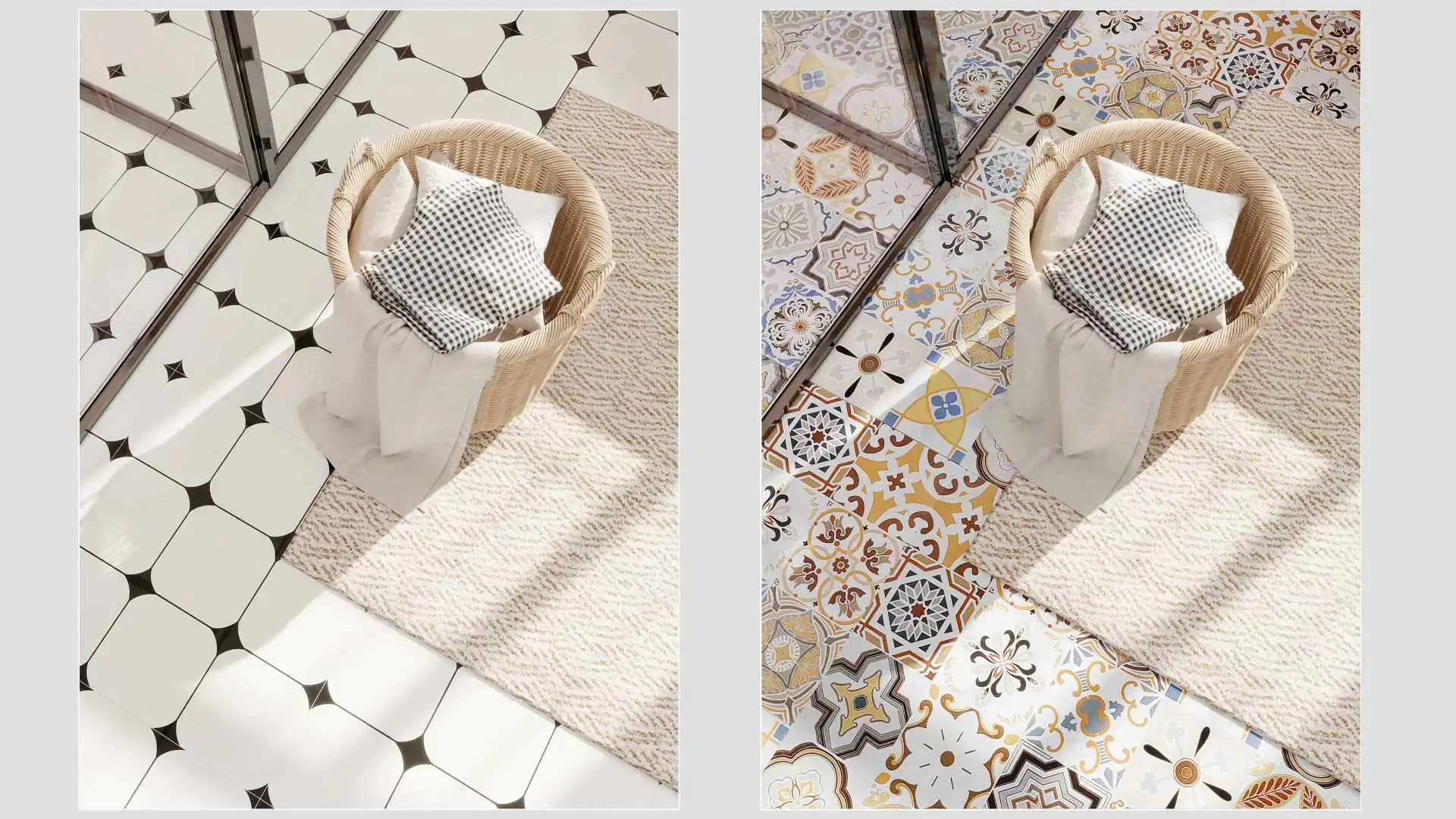 Mix and match different patterns in the bathroom