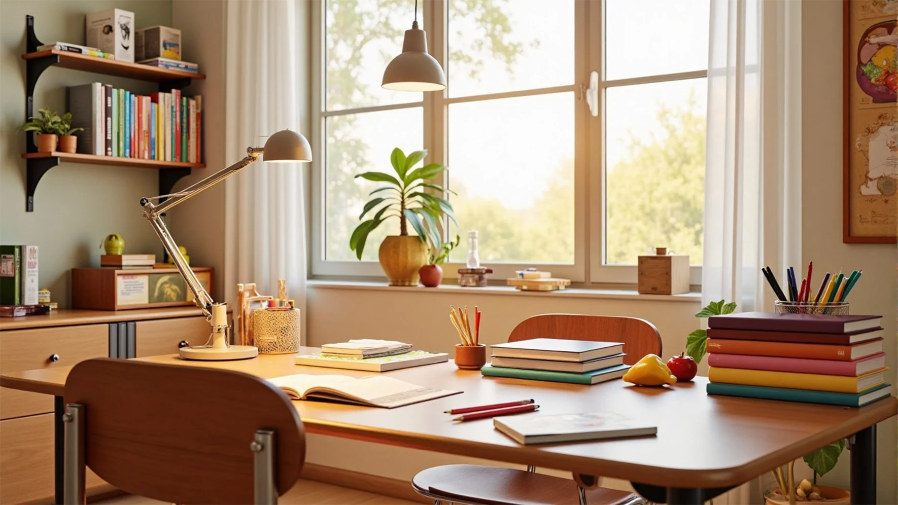 Bright study room lighting for children