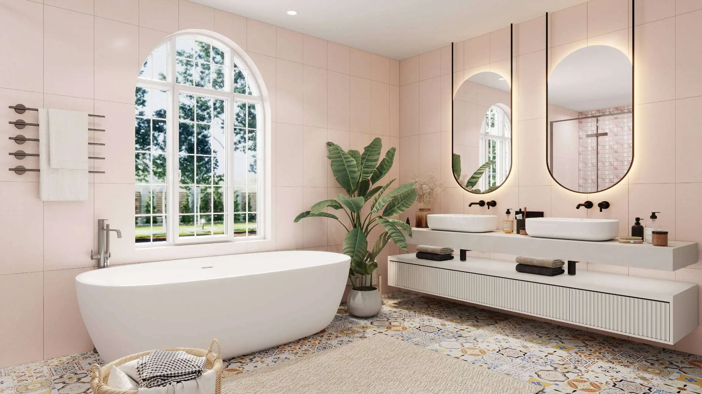 Use large size tiles to reduce gaps and make the space appear more spacious