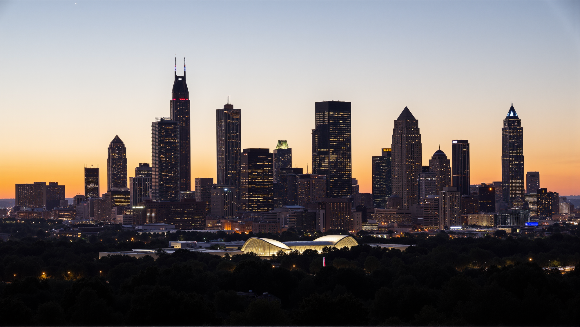 Atlanta skyline with overlay of interior design job growth icons