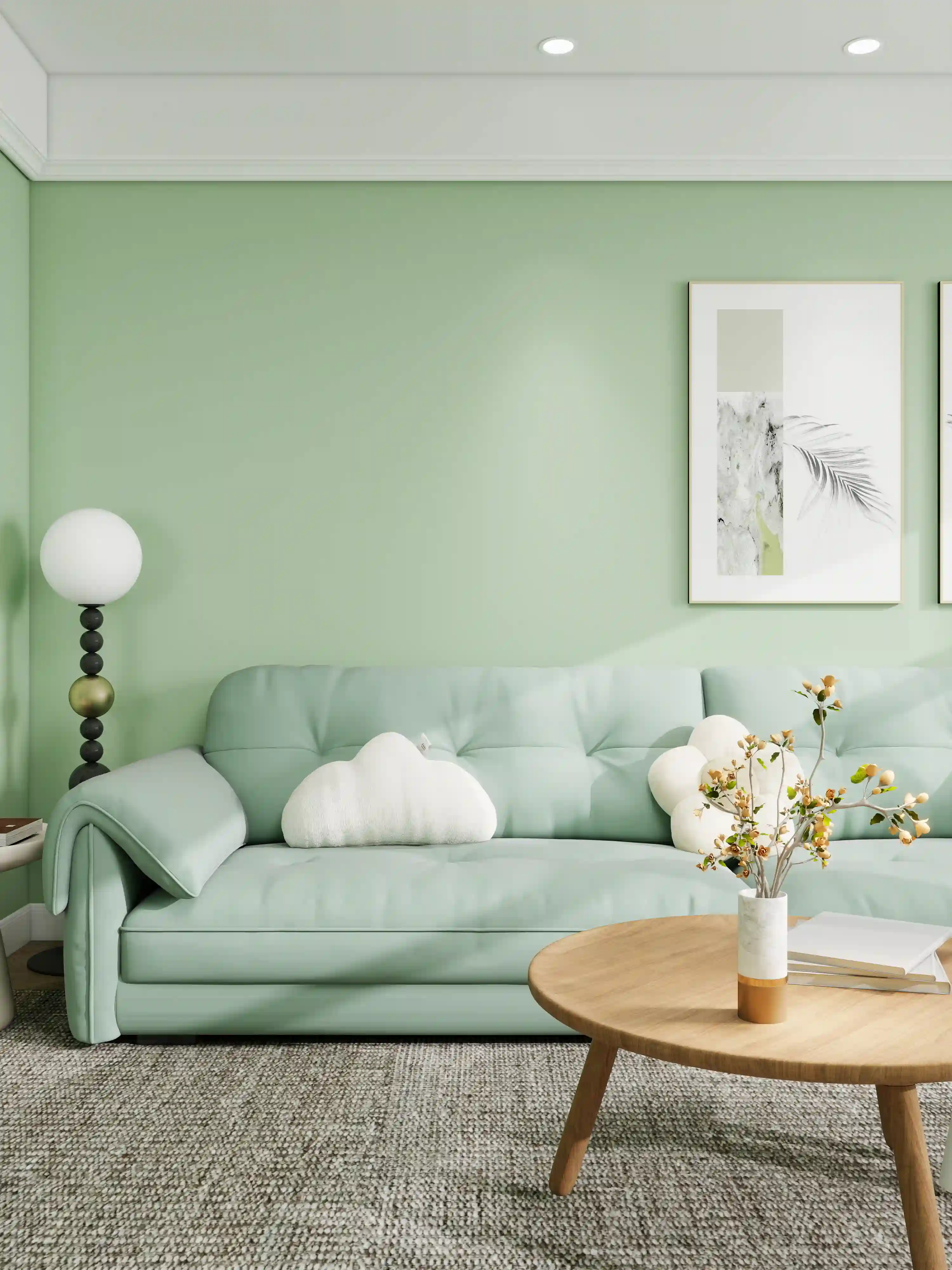 GREEN LIVING ROOM WITH SOFA 