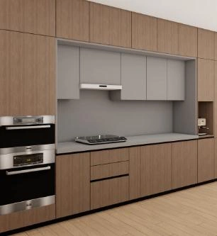 Cabinets made of wood with natural walnut wood grain