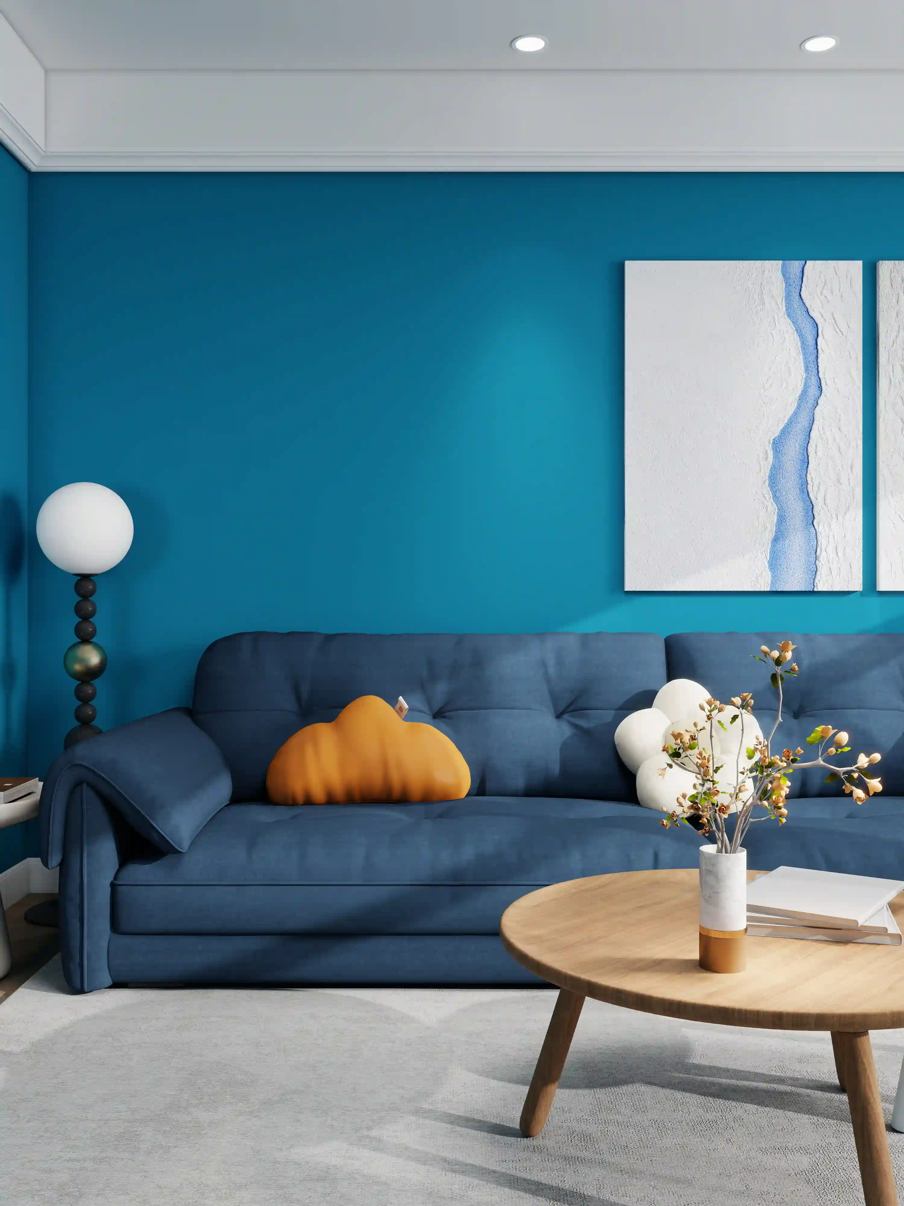 BULE LIVING ROOM WITH SOFA