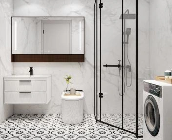 Marble walls and floor tiles with intricate patterns