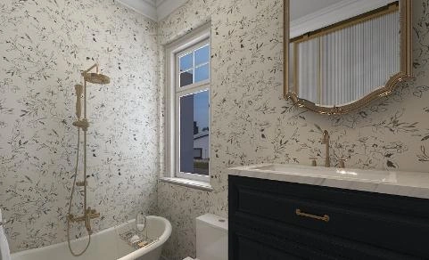 Wallpaper with plant patterns featuring a subtle retro charm