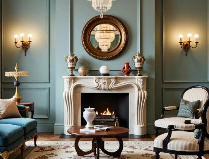 Gypsum Decorative Molding and Carved Fireplace Mantel