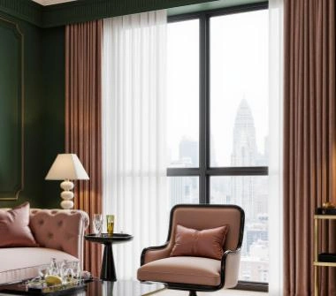  Light pink velvet curtains 