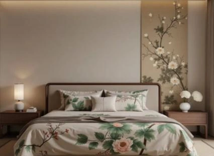 Bedding with Chinese mural and floral pattern decorations