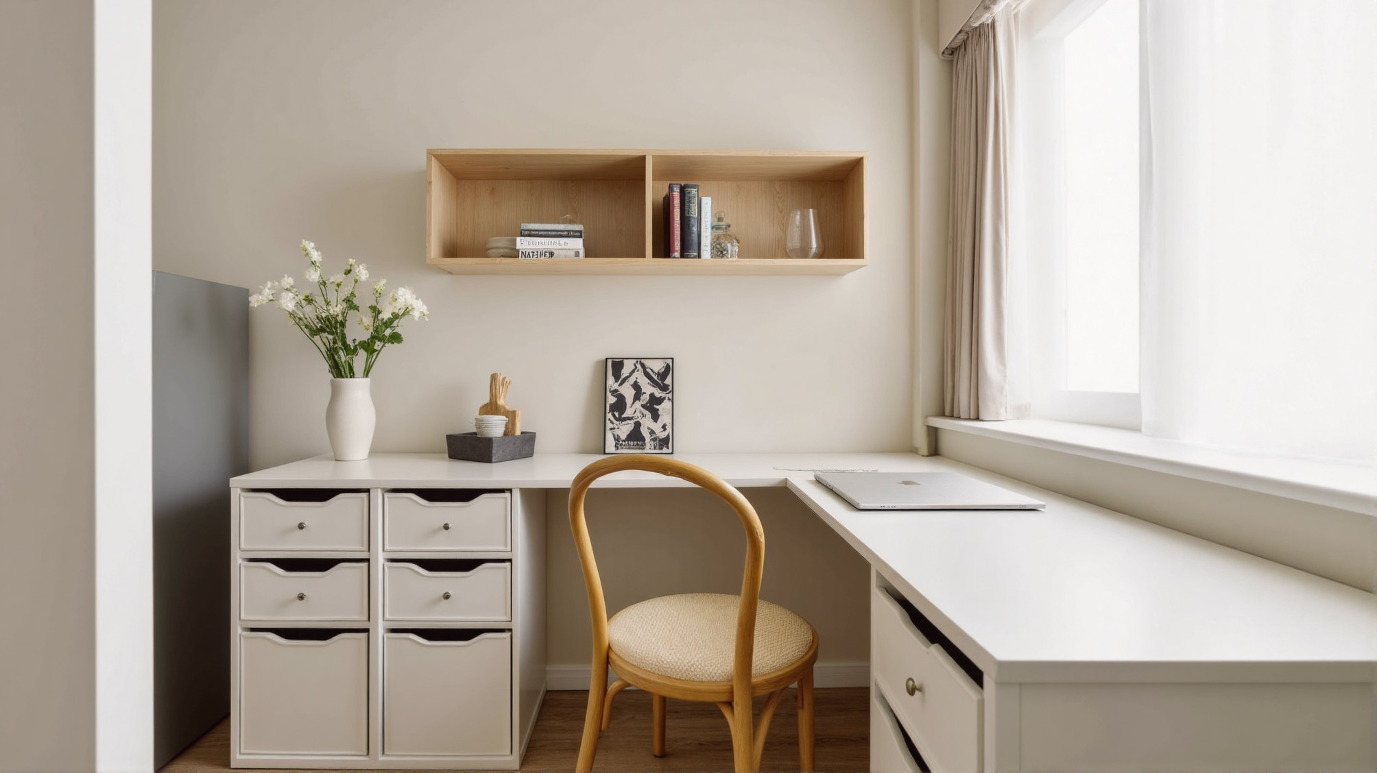 Under-desk storage boxes in a modern setup