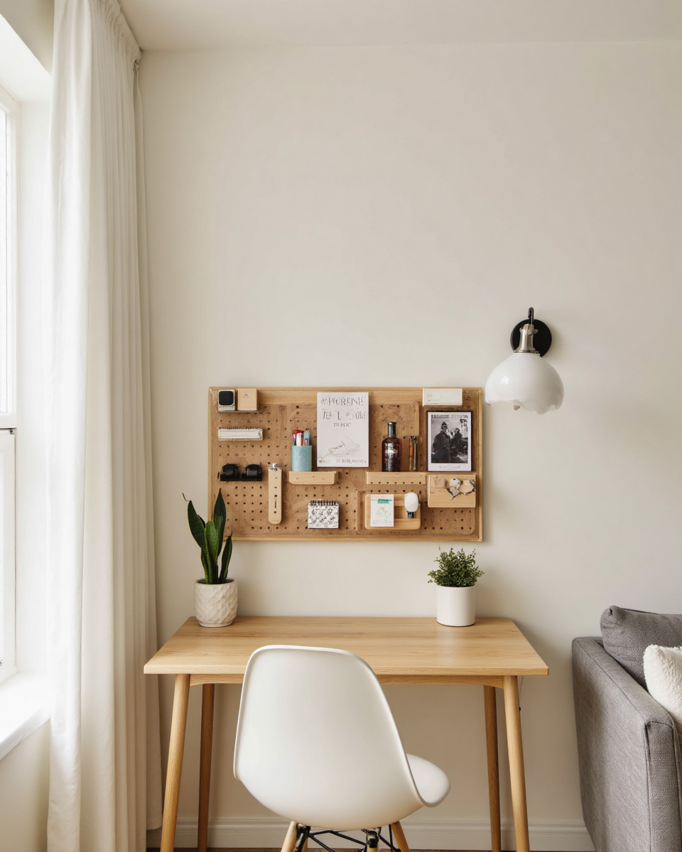 Customized pegboard with study accessories