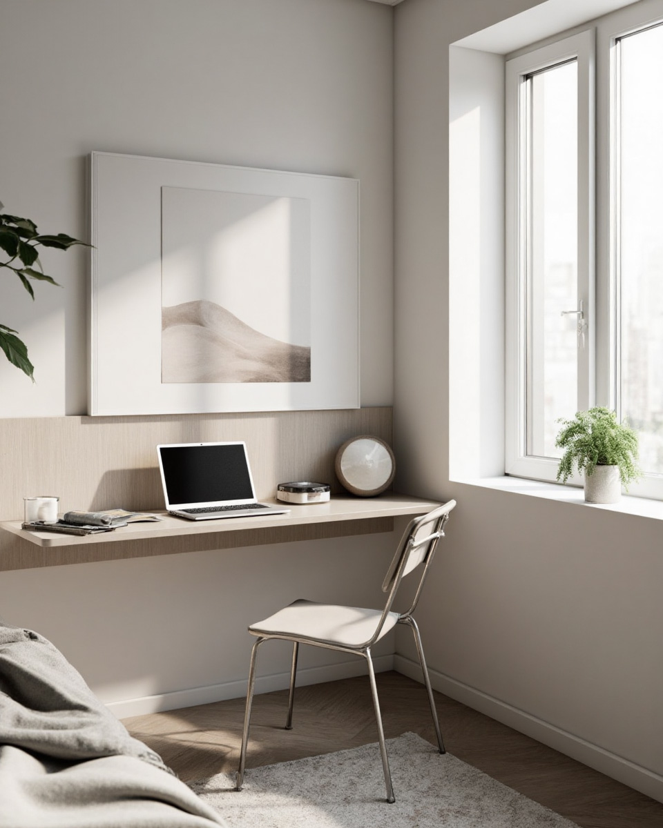 Foldable wall-mounted desk in small room