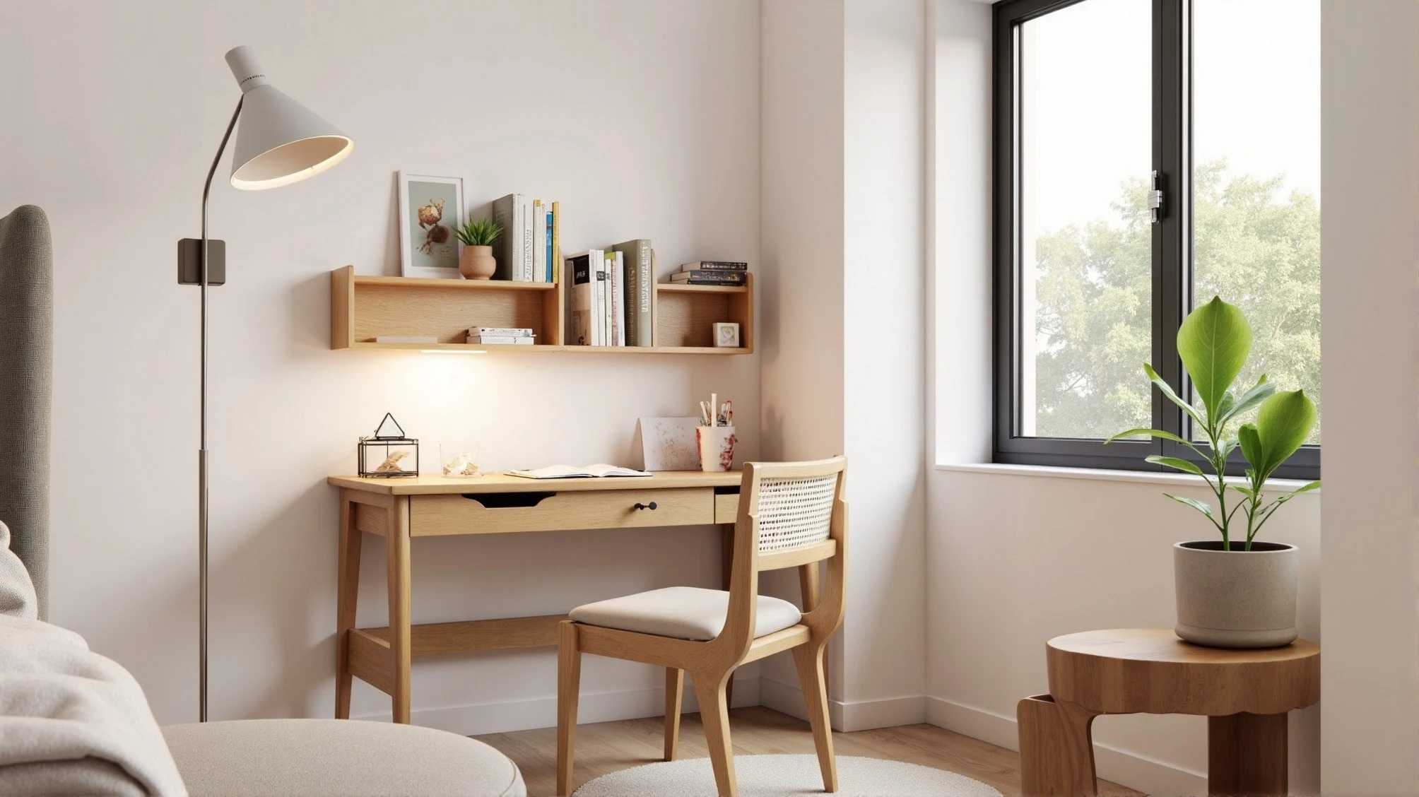 SMALL STUDY NOOK WITH FLOATING SHELVES