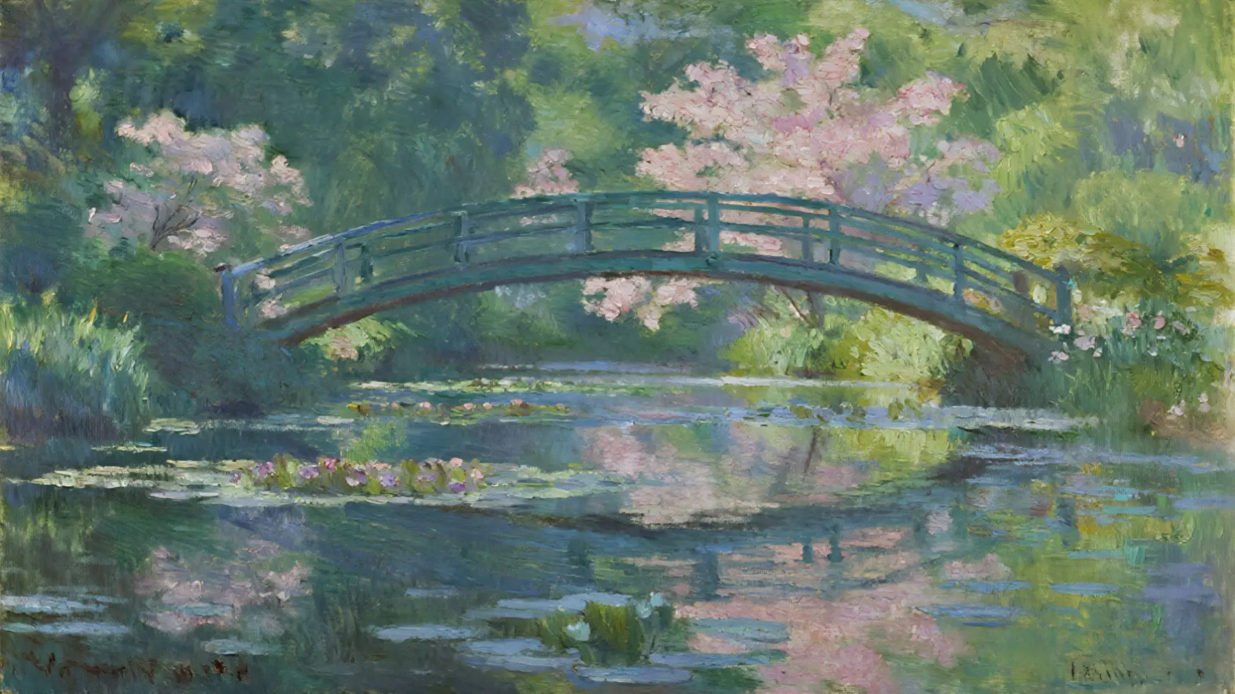 Monet inspired by Japanese garden bridge
