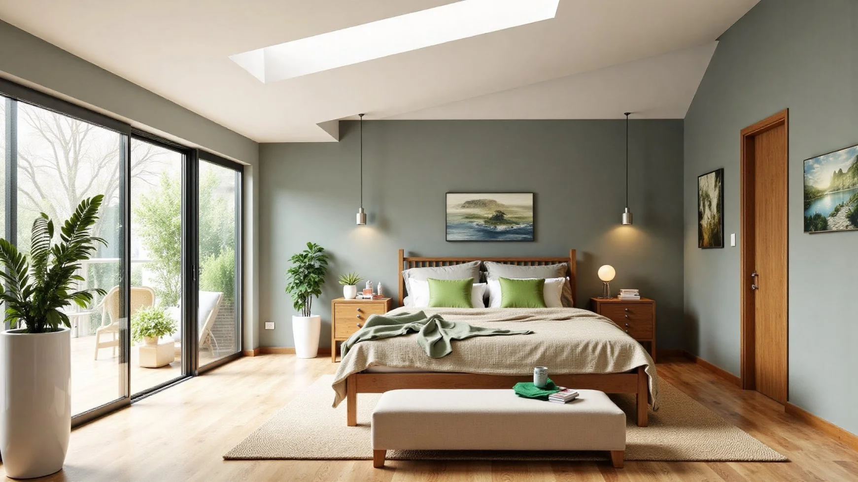 Water blue green bedroom