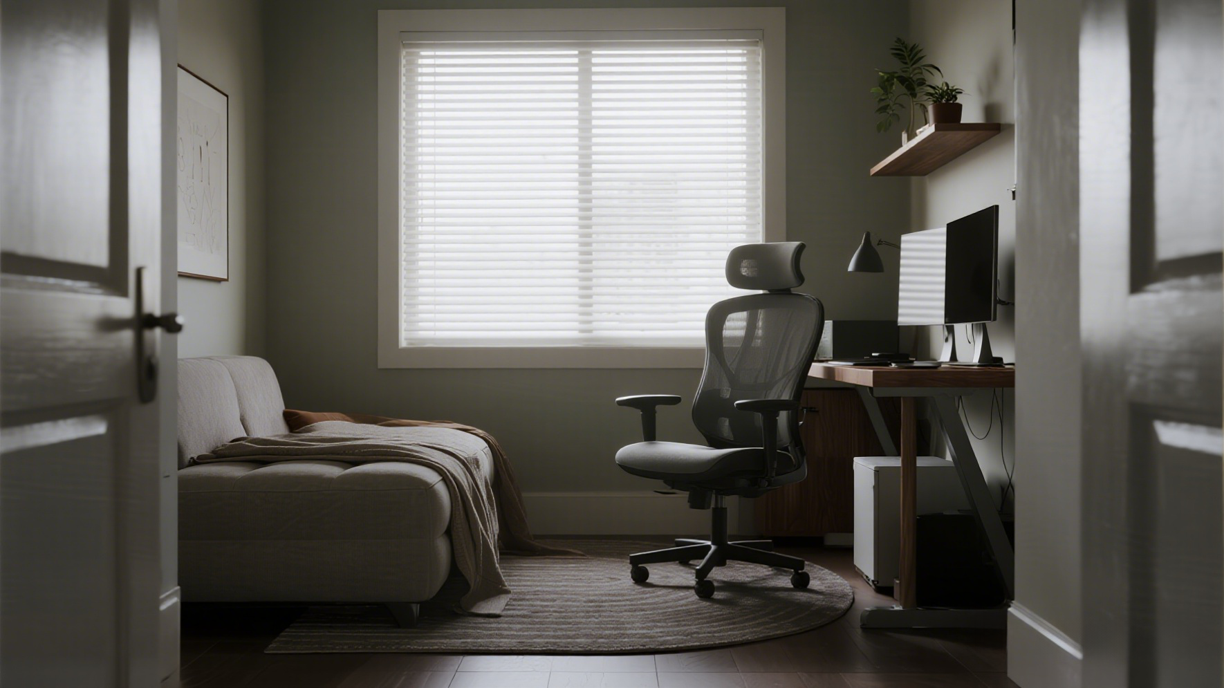 Home office setup with ergonomic furniture