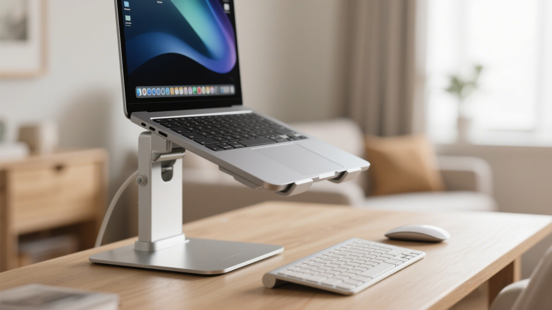 Laptop stand with external keyboard and mouse