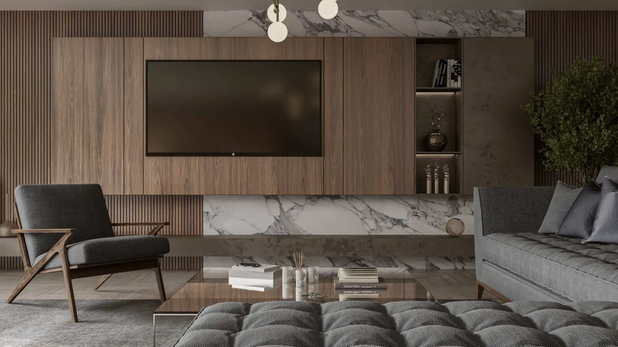 Cozy living room with the addition of dark wood furniture_EClife home design