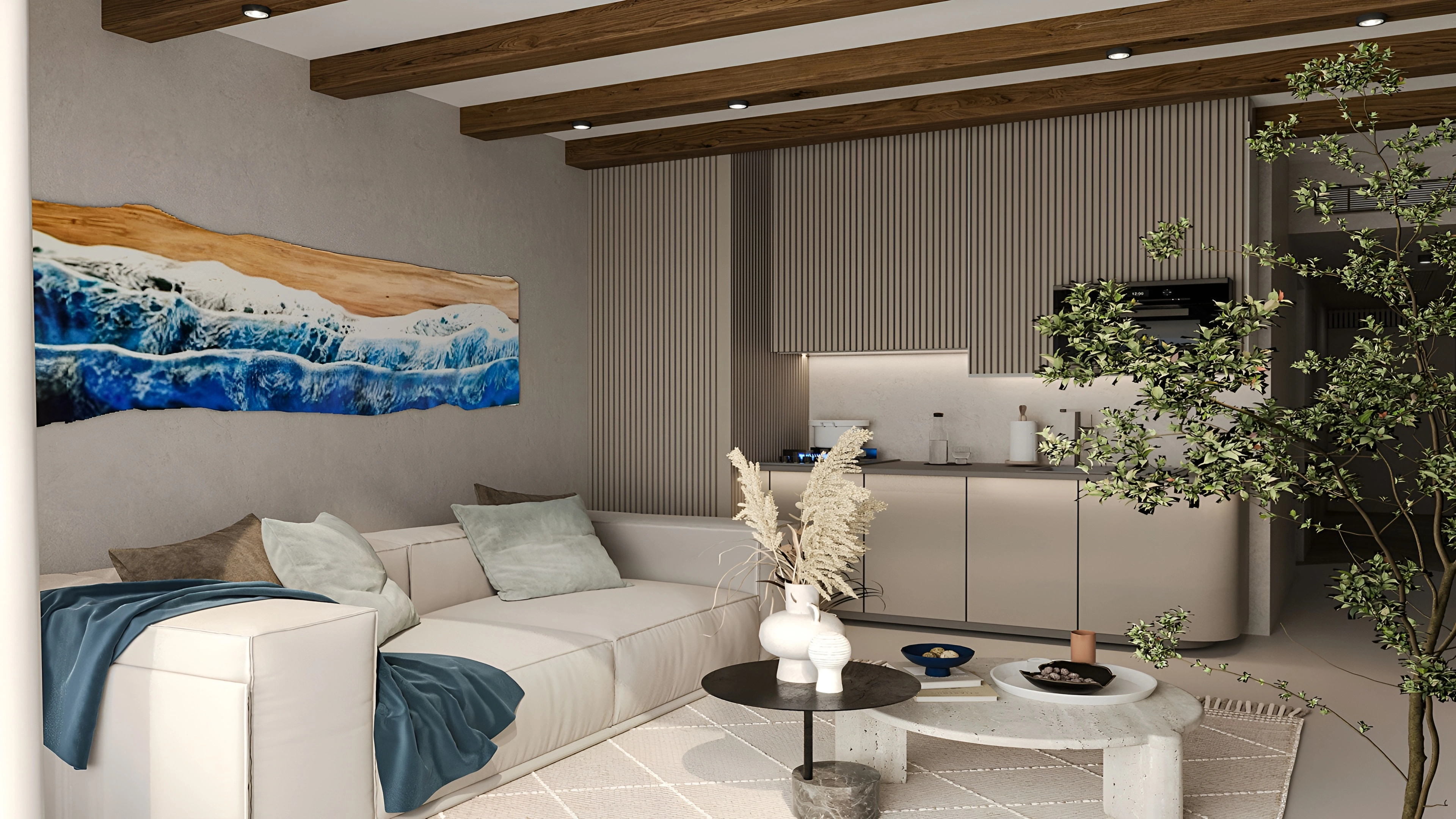 Modern Boho Living Room with Warm Wood Accents Living room 1