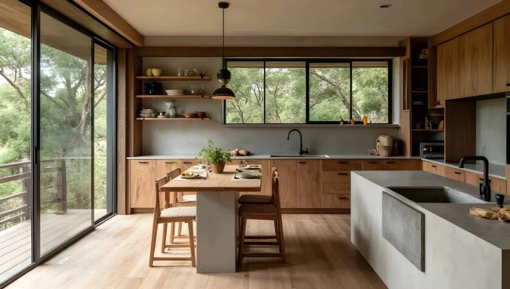 Forest-Style Kitchen and Dining kitchen