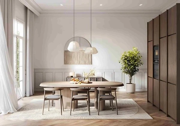 Modern Minimalist Living Room Interior dining-room