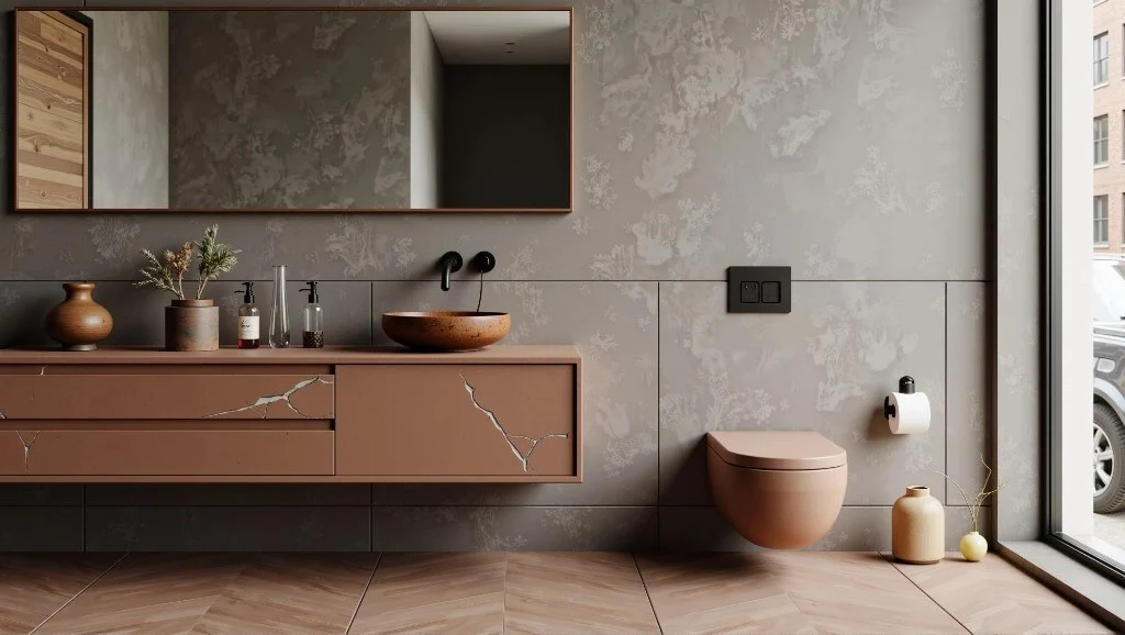 Textured Bathroom Secret with Wabi-Sabi Style bathroom