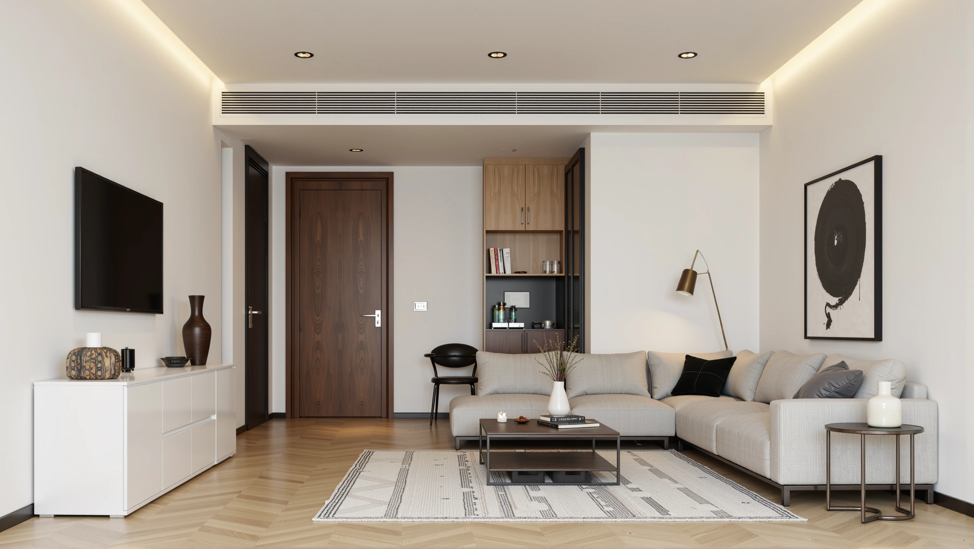 Light Wood and Art Simple Luxury Living Room Living room 1