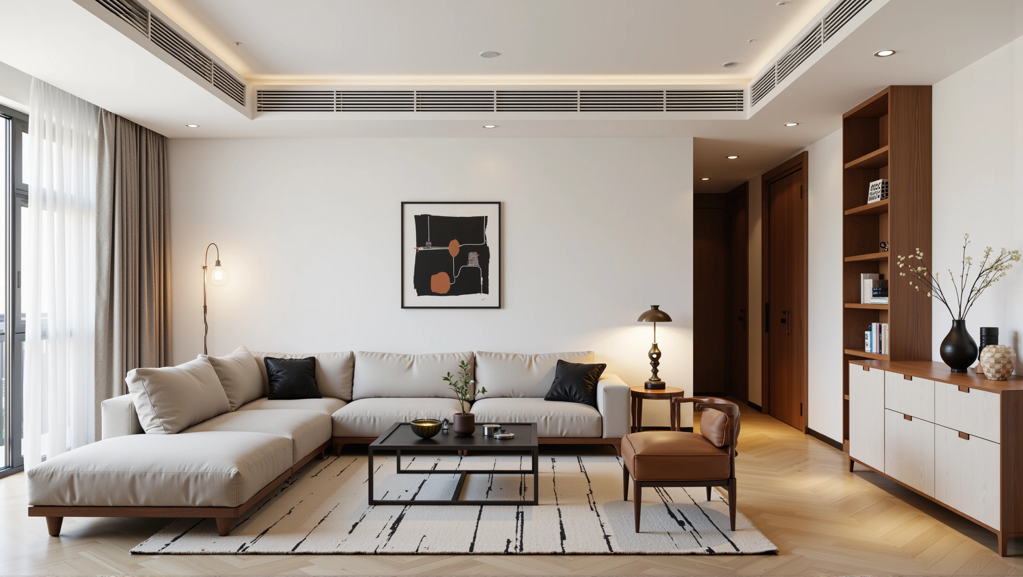 Light Wood and Art Simple Luxury Living Room Living room 3