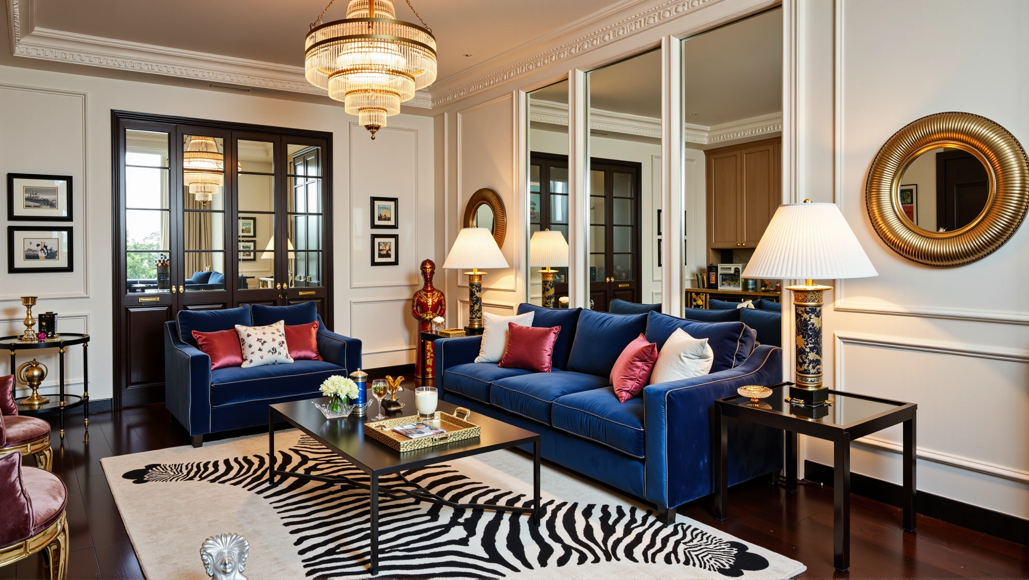 Royal Blue & Gilt A Retro-Luxury Living Hall Living room 3