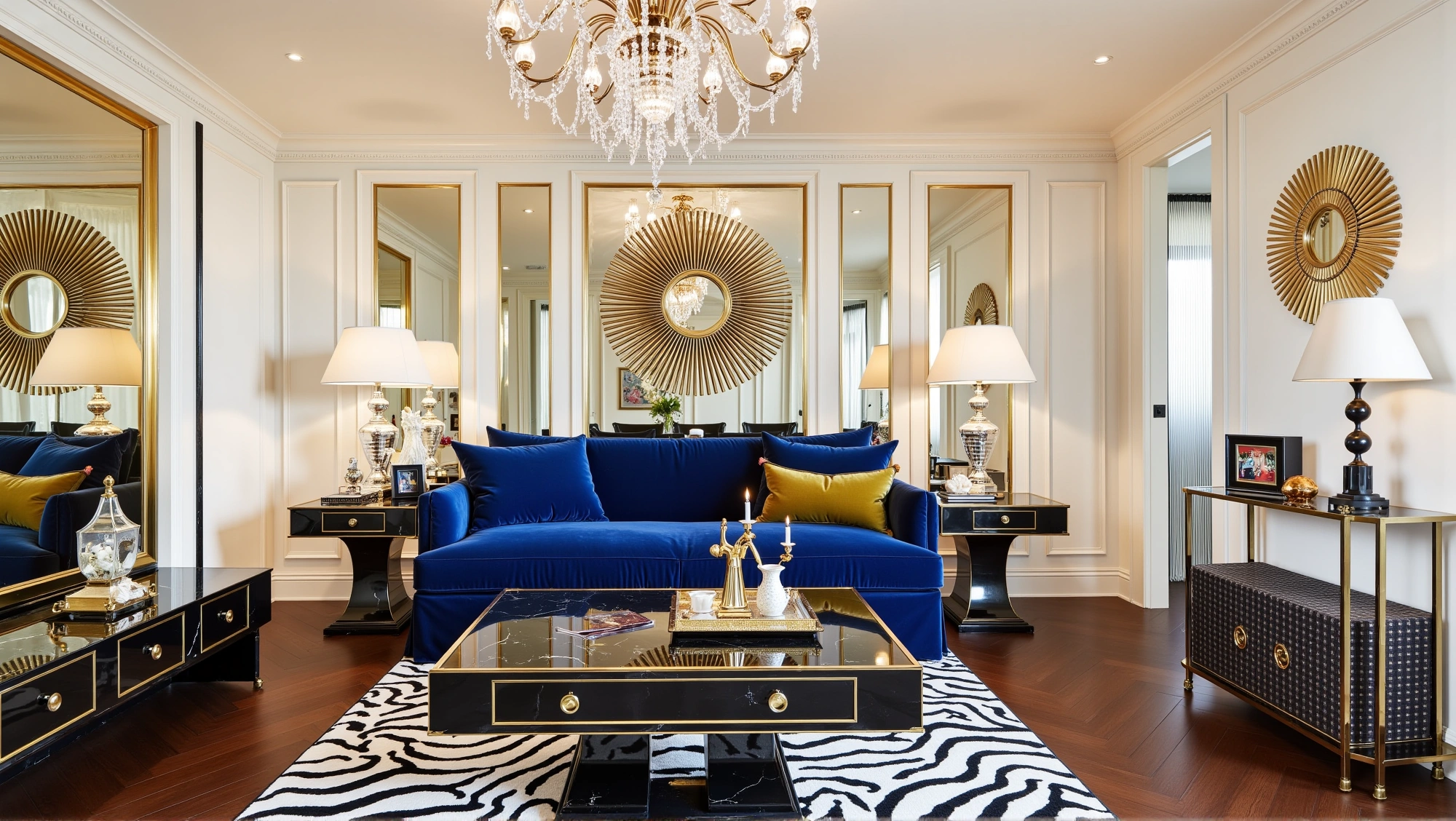 Royal Blue & Gilt Retro-Luxury Living Hall Living room 3