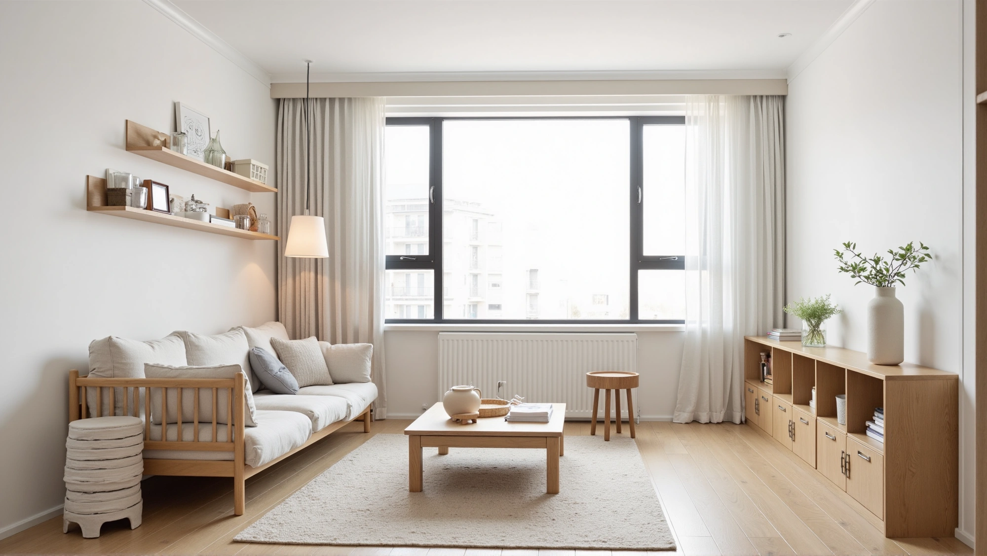 Soft Wood & Pale White A Healing Living Nook Living room 1
