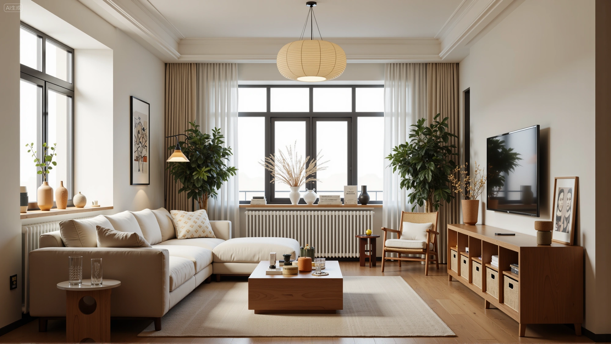 Light Wood Warm Tone Minimal Relaxed Living Hall Living room 3