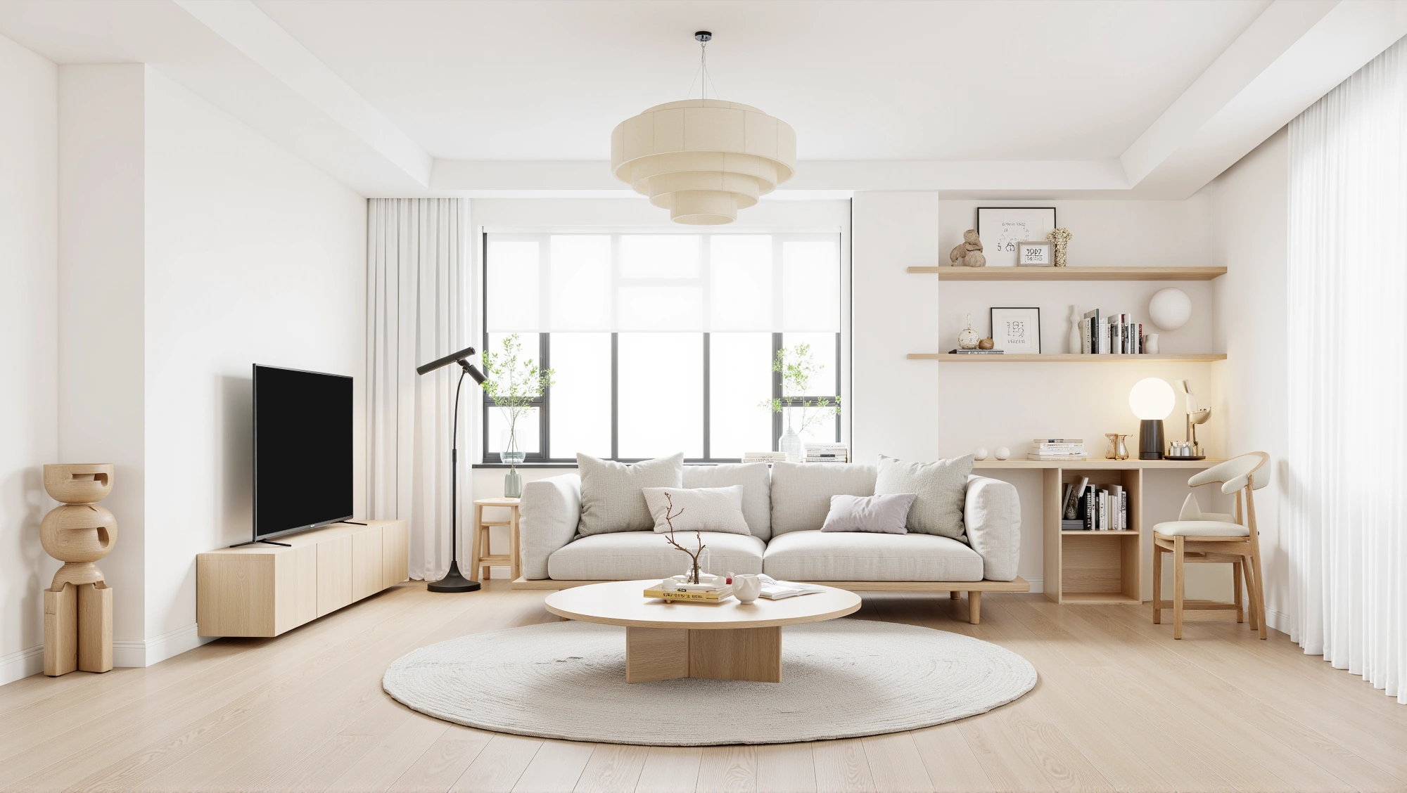Soft Wood & Pale White A Relaxed Living Space Living room 1
