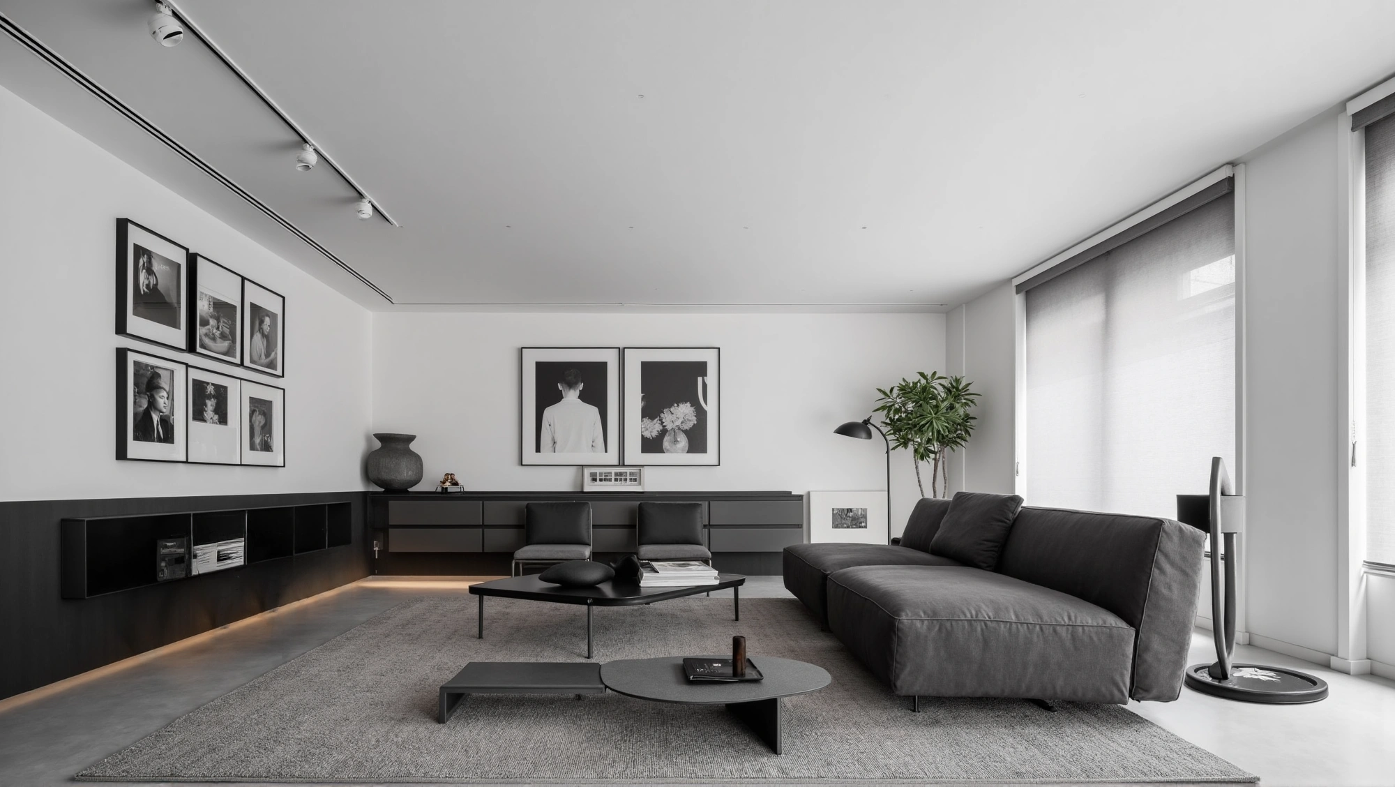Gray-Tone Minimalism Sleek Textured Living Space Living room 3
