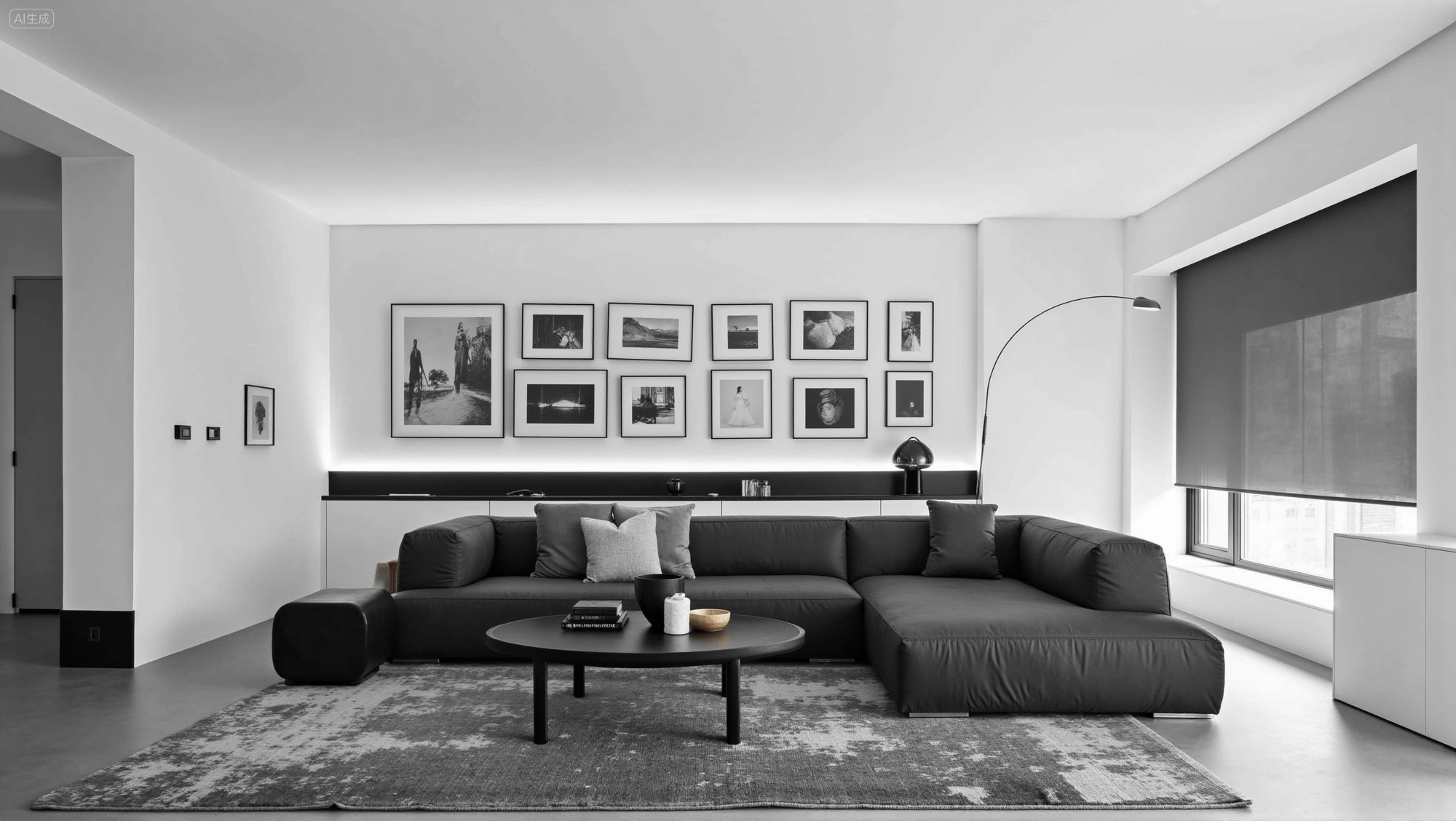 Gray-Tone Minimalism Sleek Textured Living Space Living room 2