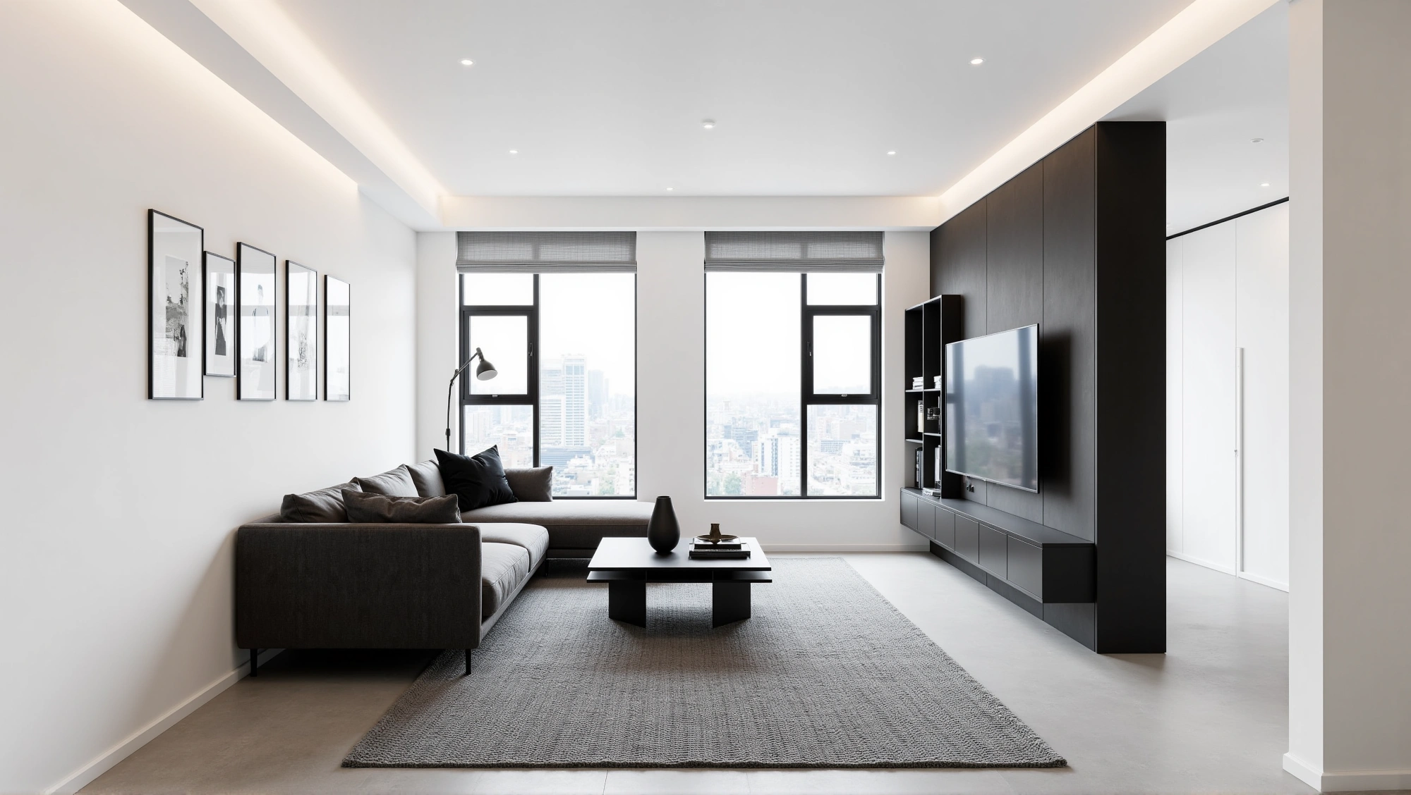 Black Gray White Tone Artistic Minimal Living Hall Living room 3