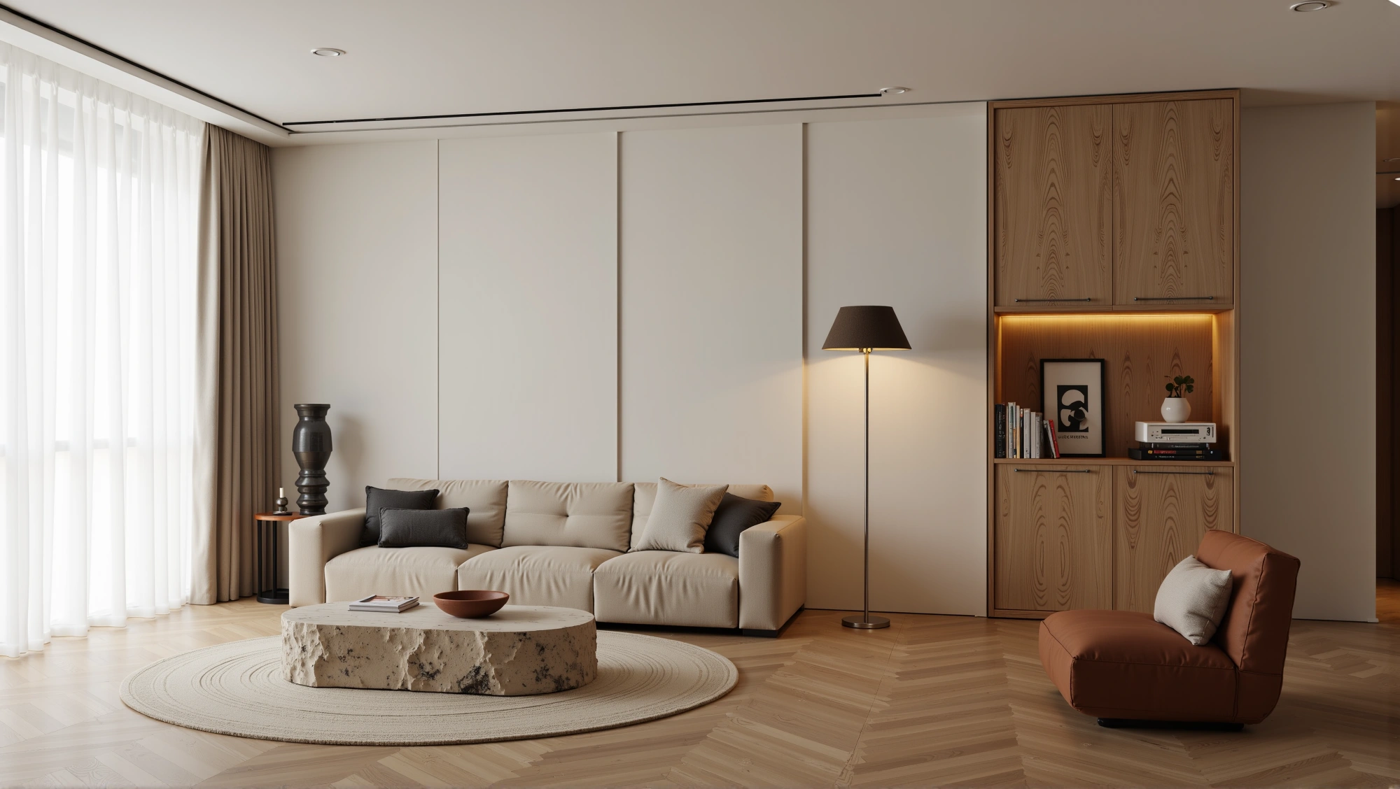 Warm Beige Soft Tone Relaxed Living Space Living room 2