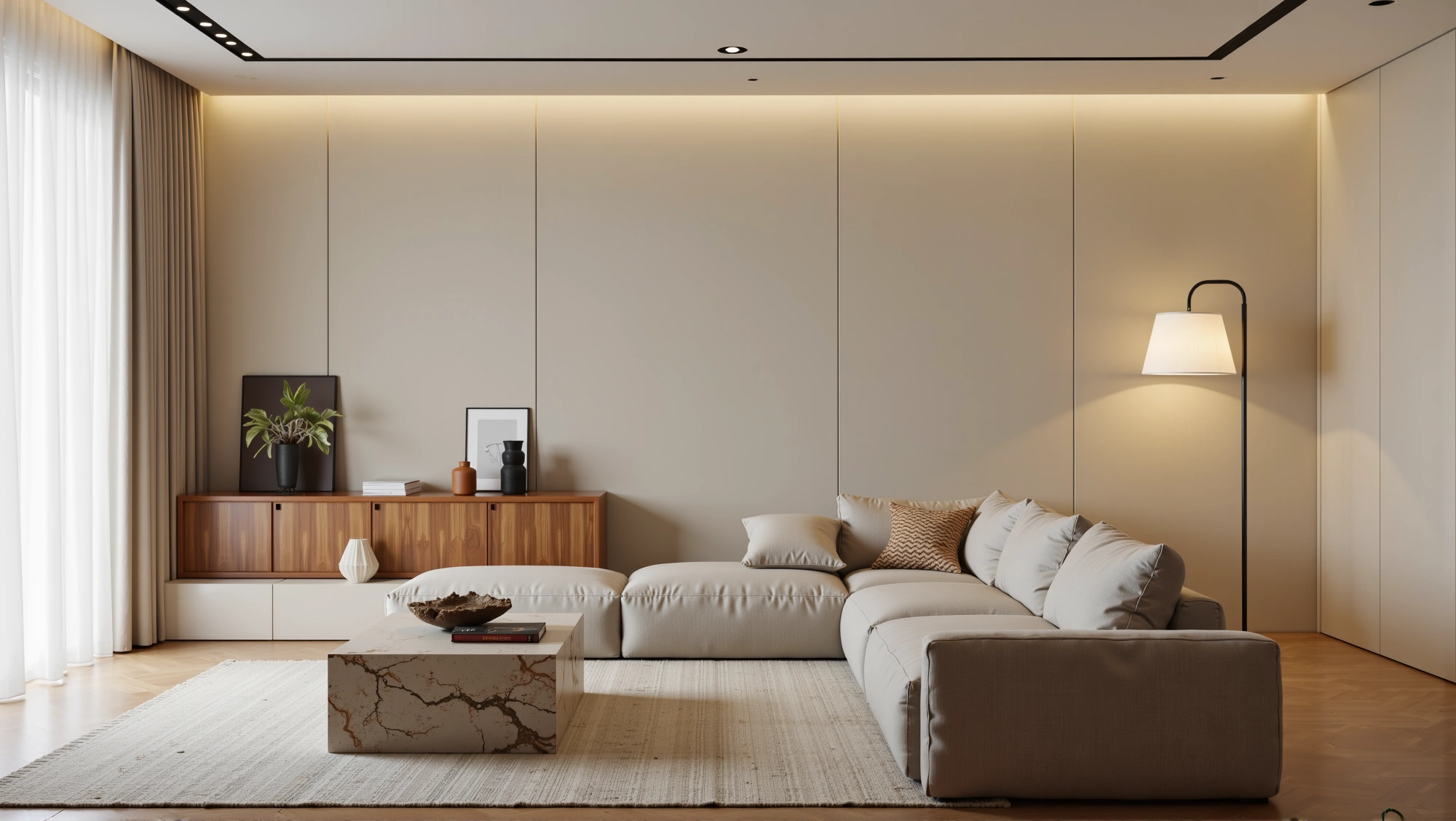 Warm Beige Soft Tone Relaxed Living Space Living room 4