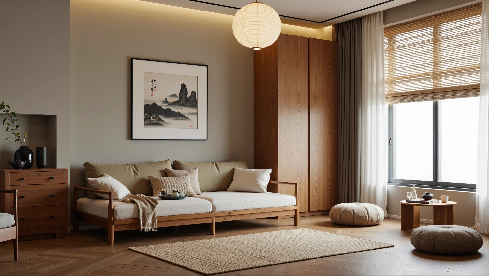 Oriental Wood Charm A Relaxed Home in Tea & Light Living room 3