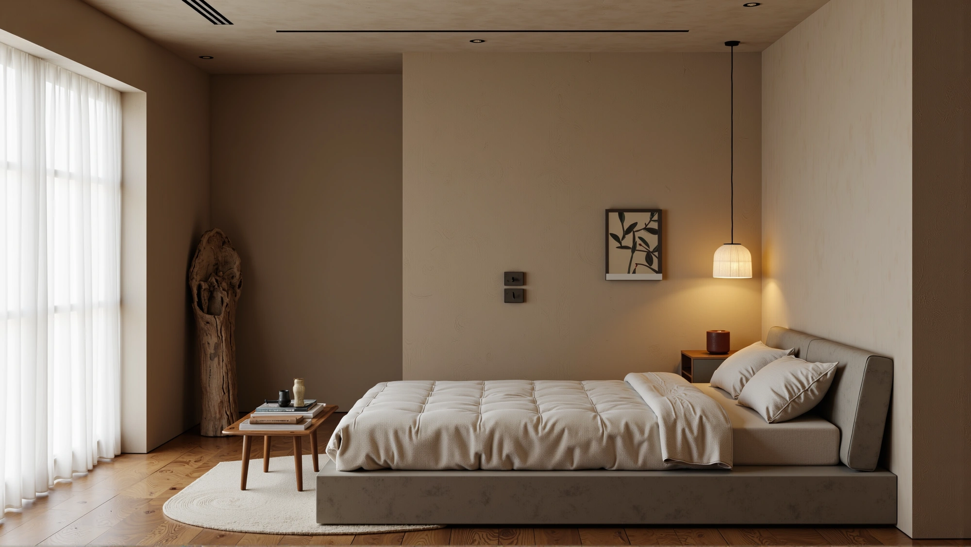 Soft-Toned Rest Space Wrapped In Textures Bedroom 4