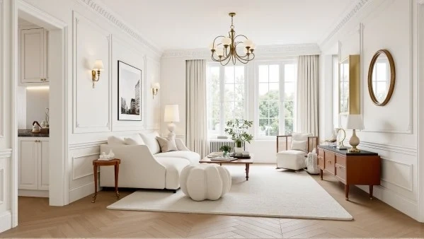 Ivory Relaxed Luxury in French Textured Home living-room