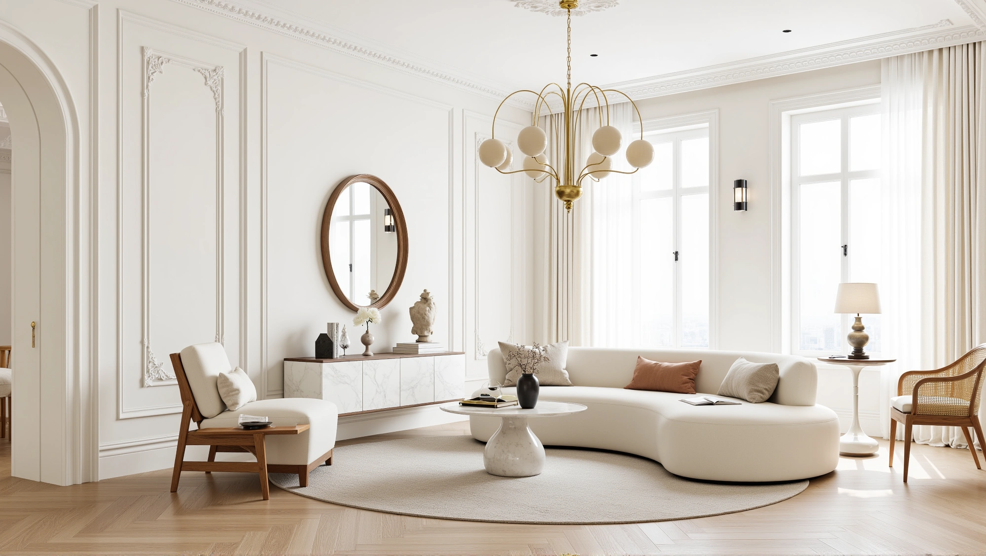 Ivory Relaxed Luxury in French Textured Home Living room 2