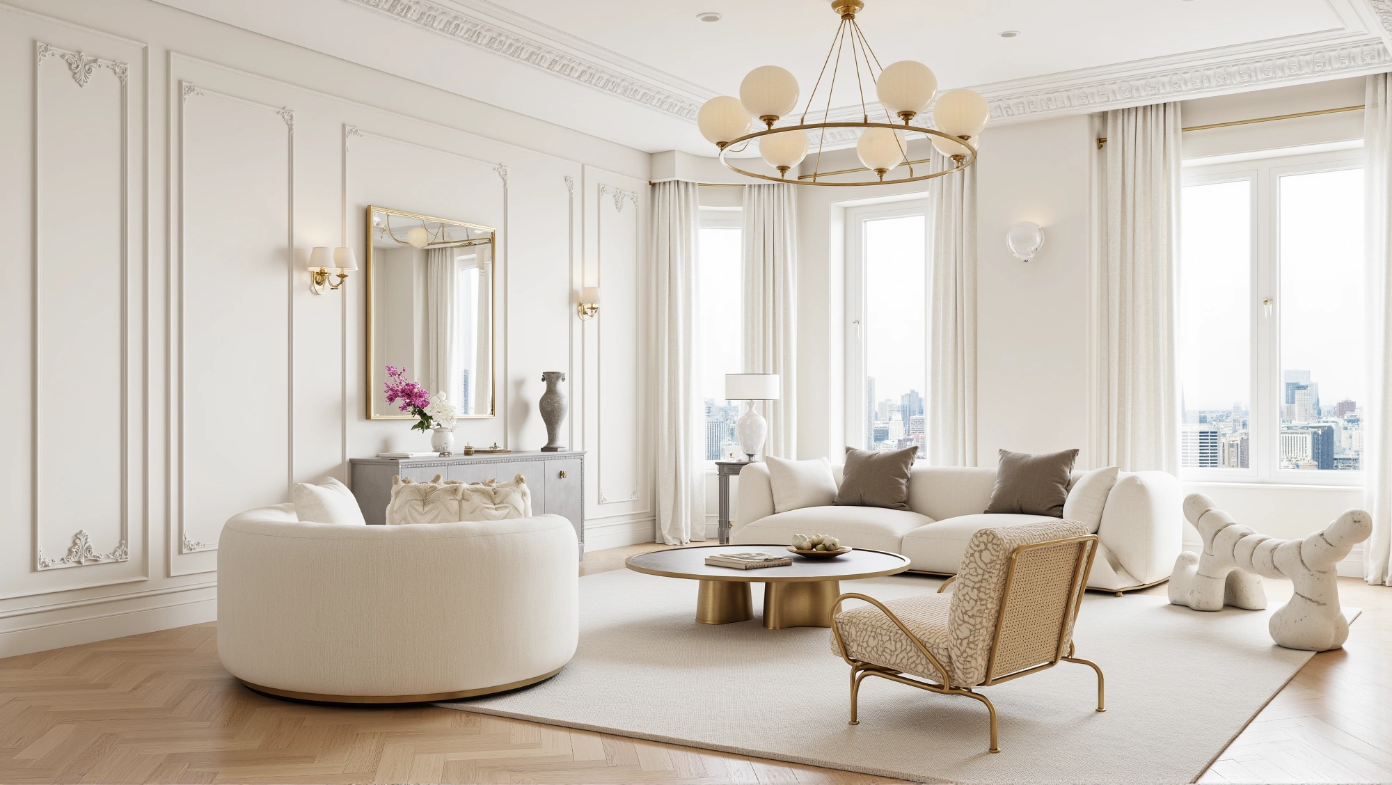 Ivory Relaxed Luxury in French Textured Home Living room 3