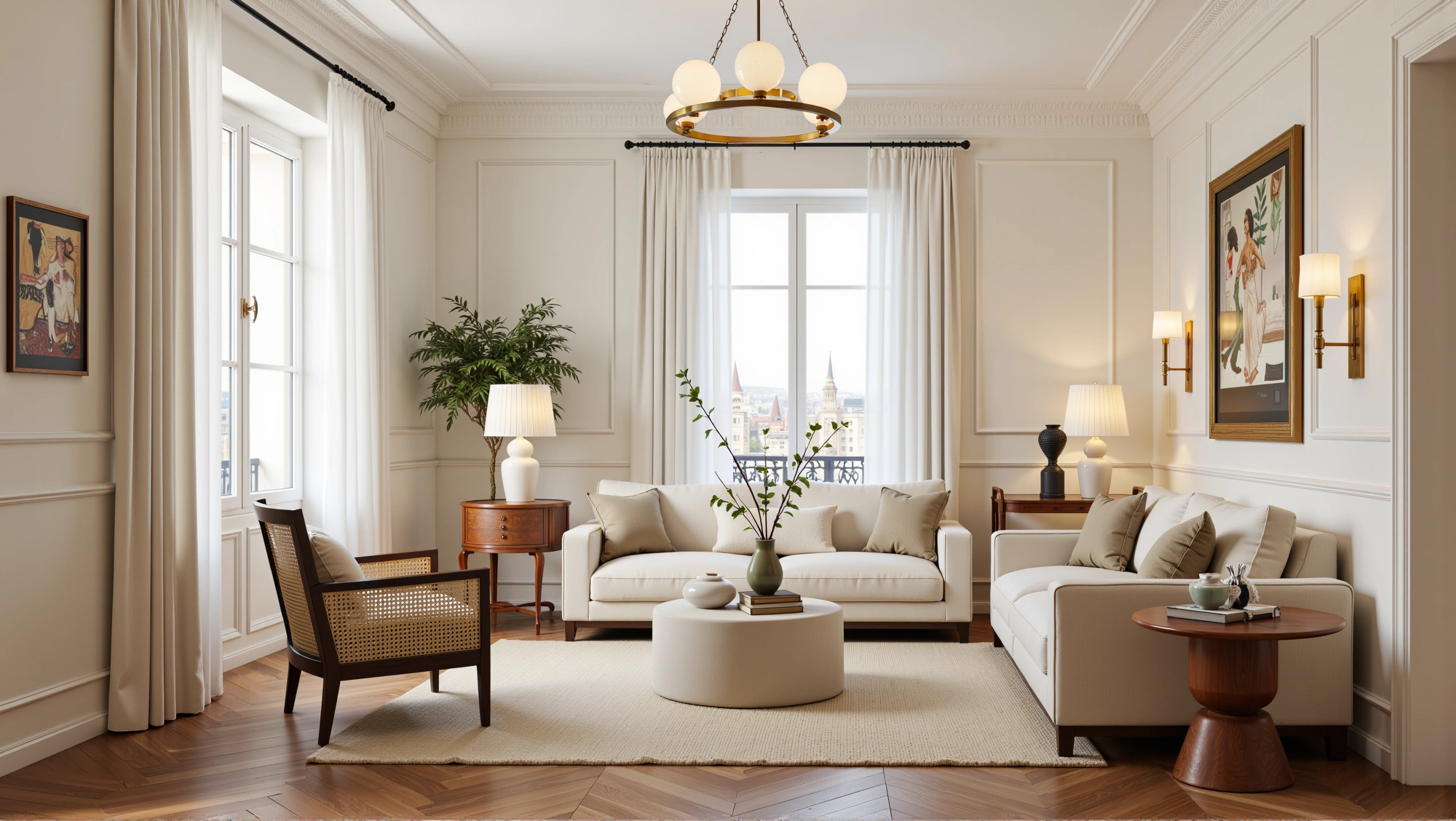 Light French Relaxation in Soft Beige Texture Living room 3